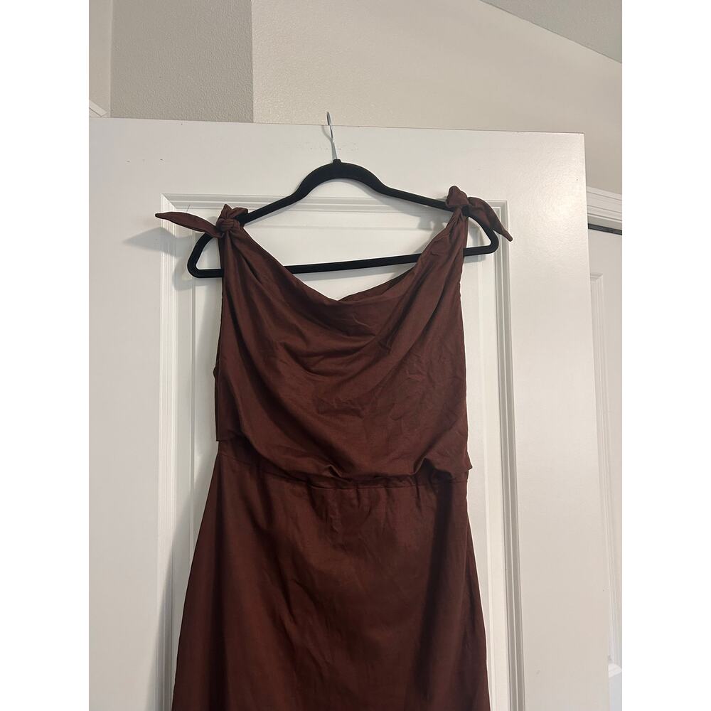 New Showpo Cincinnati Midi Dress Off The Shoulder Side Split Linen Dress Size L - Picture 8 of 10